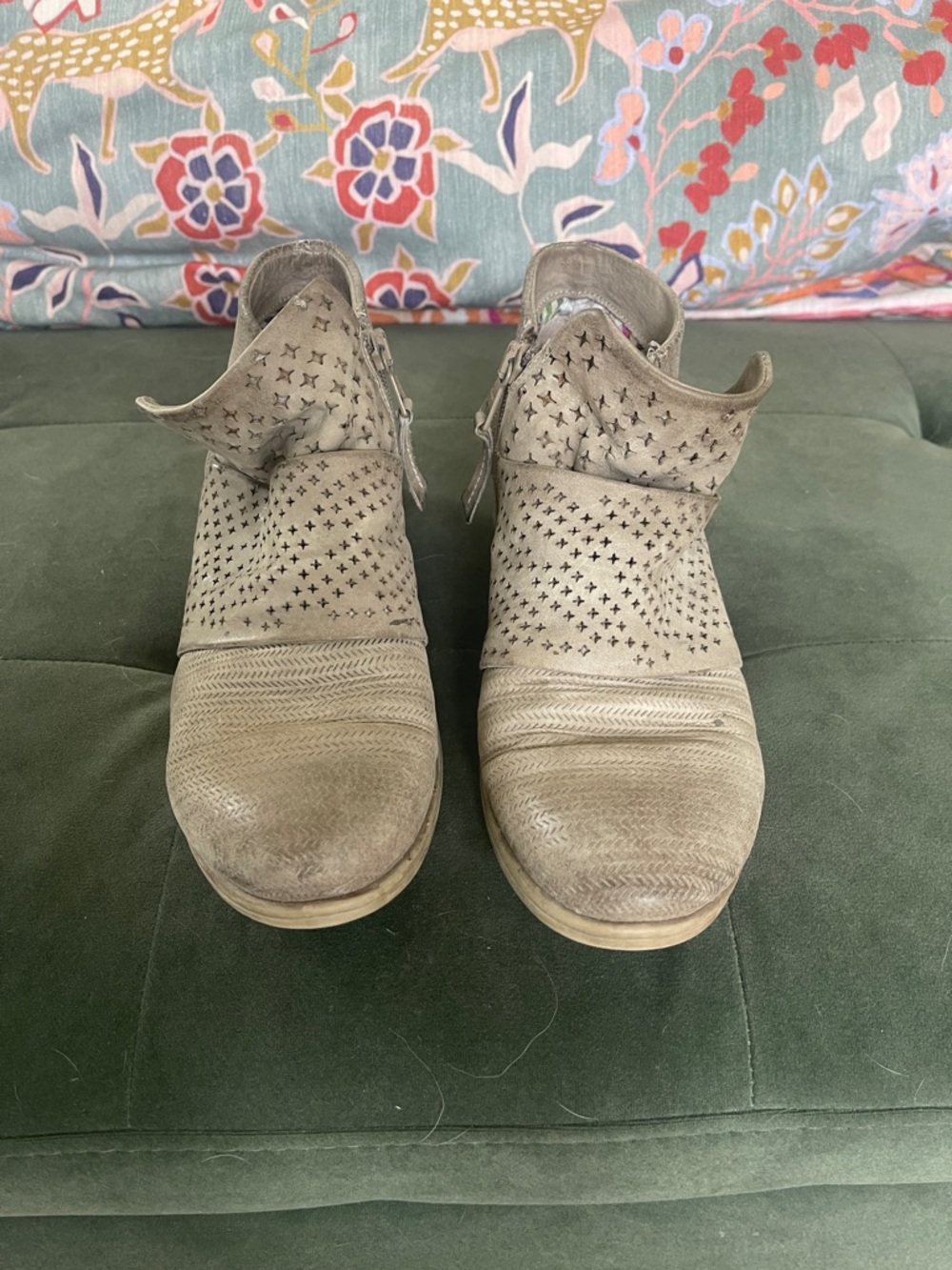 Sundance Taupe Perforated Ankle Booties